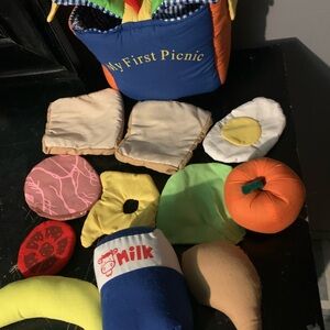 My First Picnic Basket With Plush Food Sandwich Egg Cheese Milk Meat